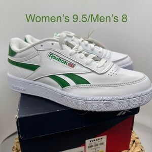 Reebok Leather White and Green Sneakers 40.5 EU/9.5 women’s/8 men’s NIB